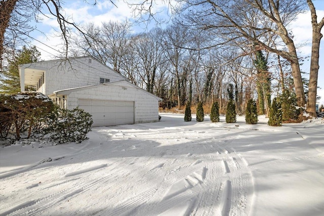 exterior space featuring a garage