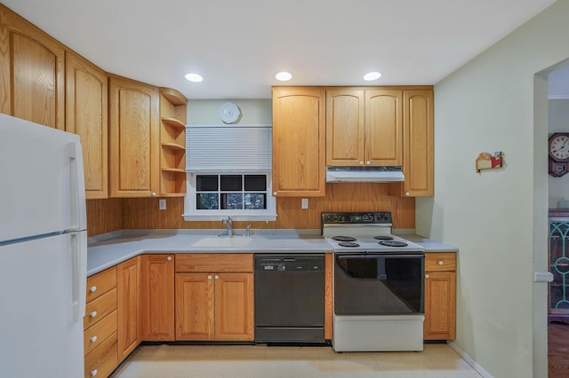 kitchen with sink and white appliances