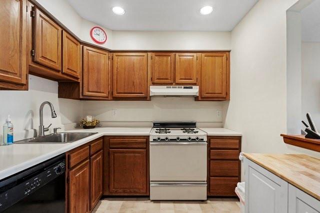 kitchen featuring dishwasher, sink, and gas range gas stove