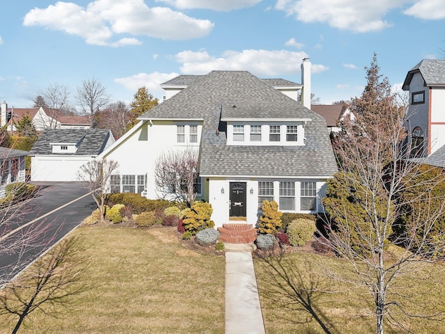 view of front of home featuring a garage and a front yard