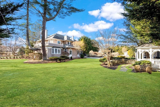 view of yard with a gazebo