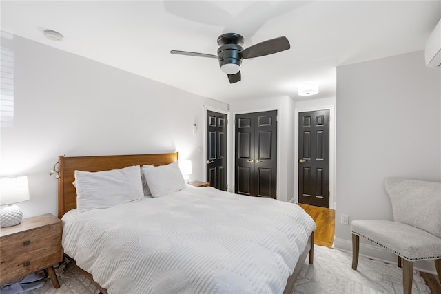 bedroom featuring ceiling fan