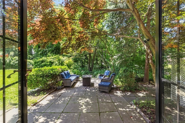 view of patio featuring an outdoor living space