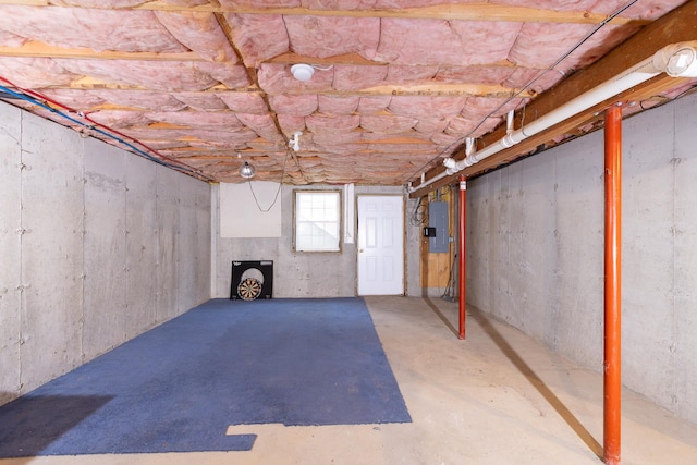 basement with electric panel