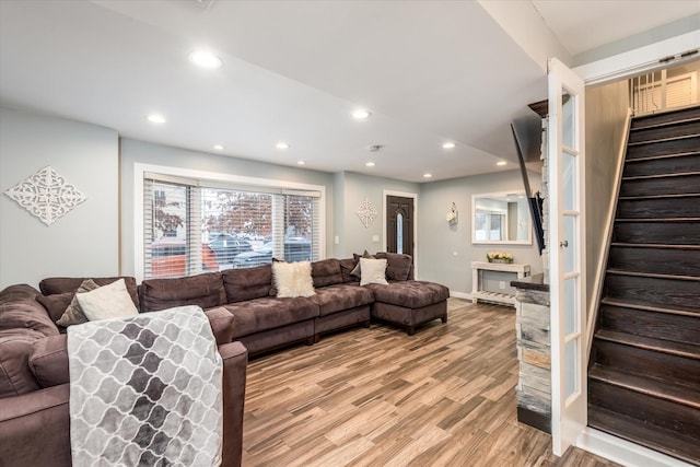 living room featuring light hardwood / wood-style flooring