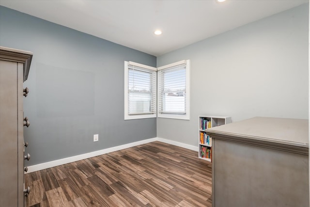 interior space with dark hardwood / wood-style floors