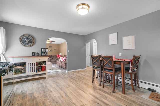 dining area with light hardwood / wood-style floors