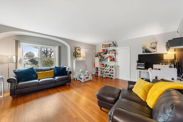 living room with light wood-type flooring