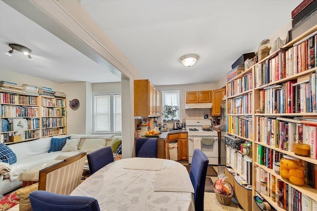 interior space featuring white gas stove