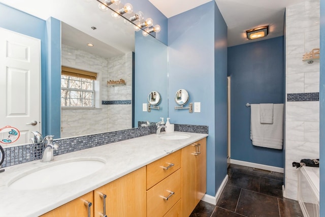 bathroom featuring vanity and tile patterned floors