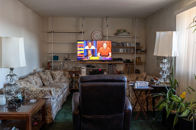 living room featuring carpet floors