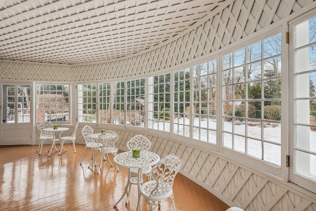 view of unfurnished sunroom