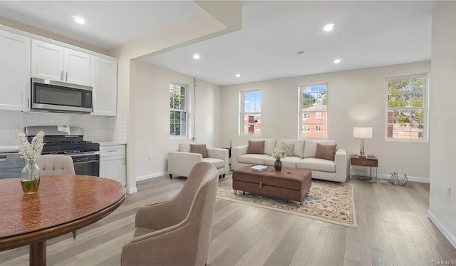 living room featuring light hardwood / wood-style floors