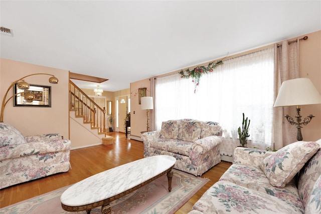 living room featuring wood-type flooring