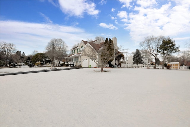 view of yard with a garage