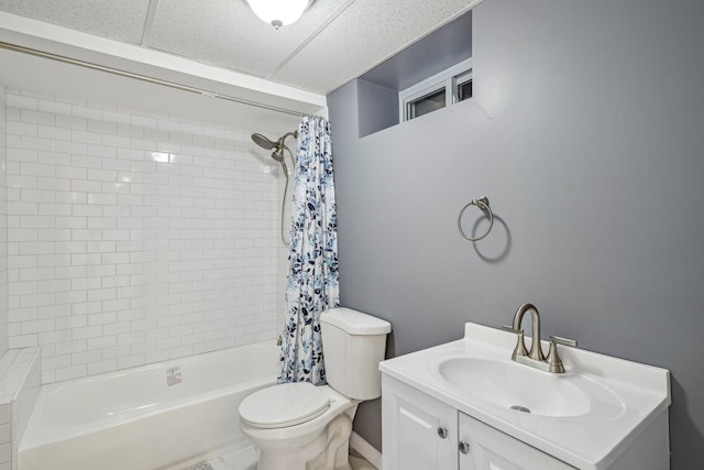 full bathroom with vanity, toilet, and shower / bath combo