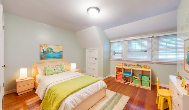 bedroom with wood-type flooring