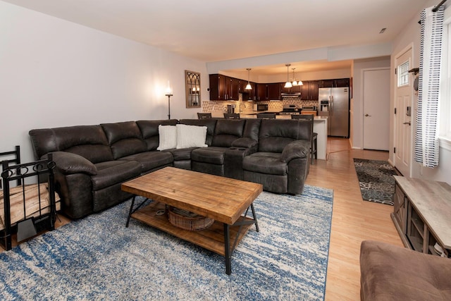 living area with light wood-type flooring