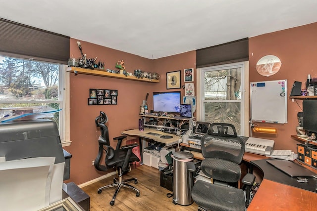 office featuring hardwood / wood-style flooring and plenty of natural light