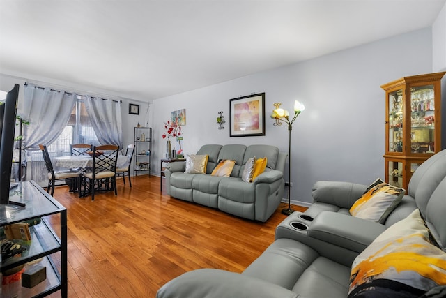 living room with light wood-type flooring