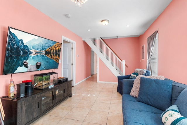 view of tiled living room