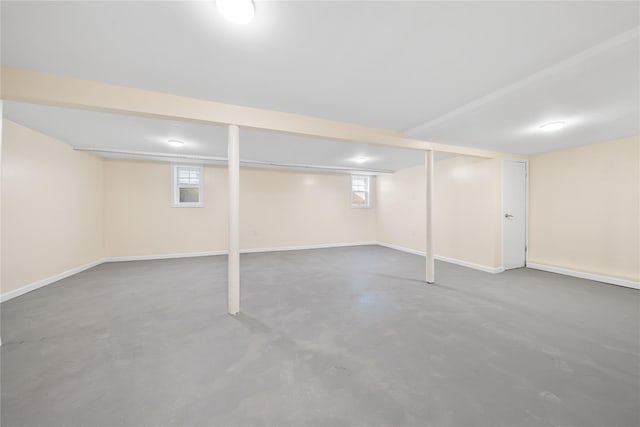 basement featuring plenty of natural light