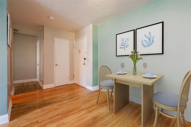 home office with light wood-type flooring