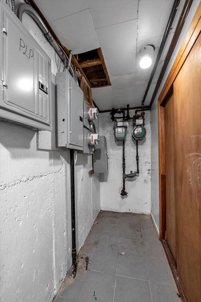 basement featuring electric panel