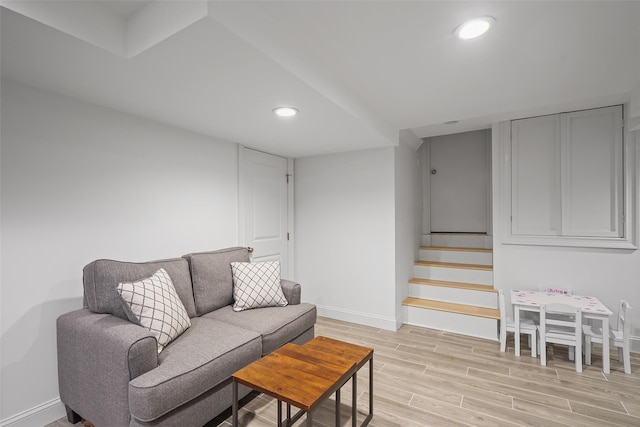 living room featuring light hardwood / wood-style flooring