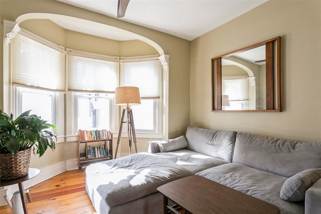 living room with light hardwood / wood-style floors