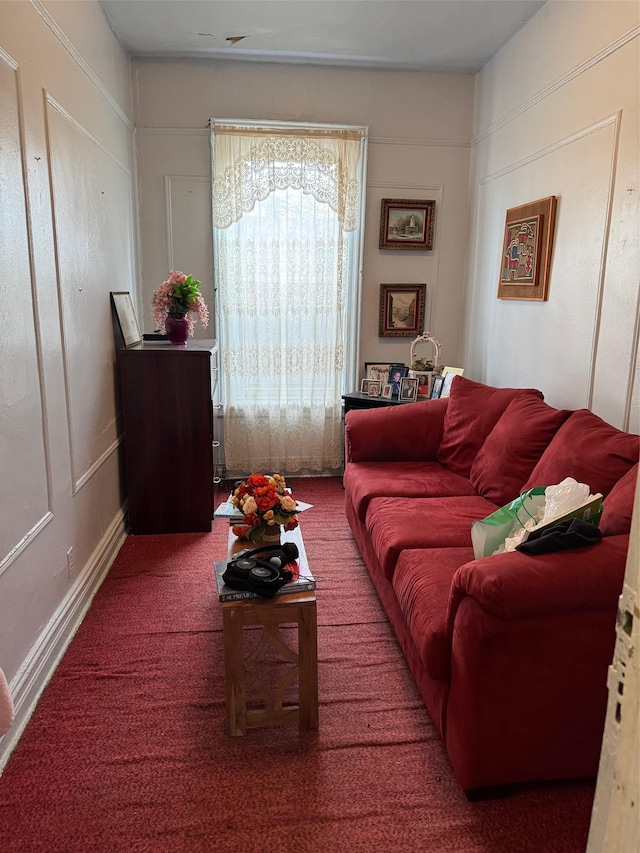 living room with carpet floors