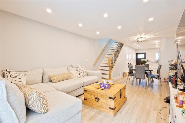 living room featuring light wood-type flooring