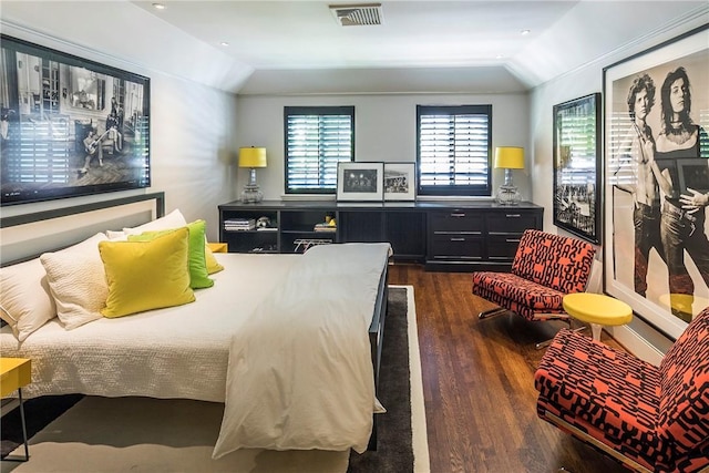 42 Masterton Rd, Bronxville, NY 10708 - bedroom featuring vaulted ceiling, visible vents, and dark wood-type flooring