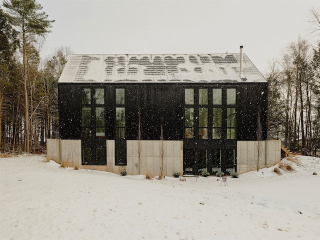 view of snow covered exterior