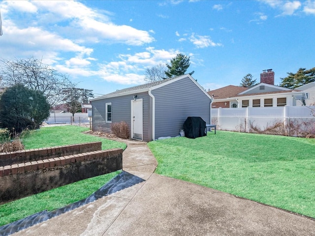 exterior space with an outbuilding