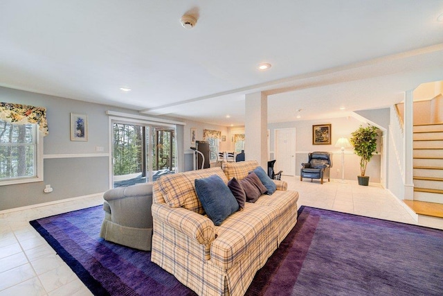 161 Barker Rd, Glen Spey, NY 12737 - living area featuring stairs, recessed lighting, and baseboards