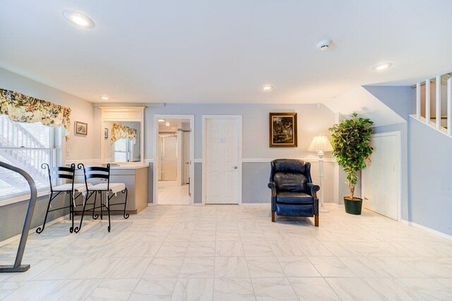 161 Barker Rd, Glen Spey, NY 12737 - sitting room featuring recessed lighting, baseboards, and stairs