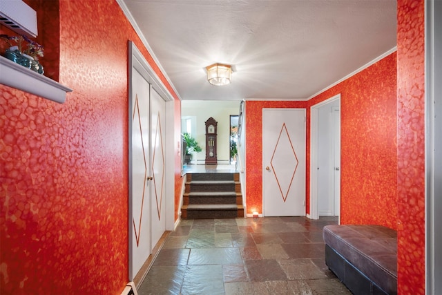 corridor with crown molding