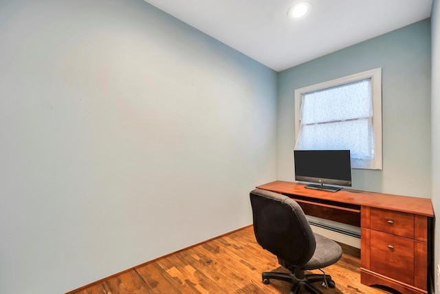 office area featuring light hardwood / wood-style flooring