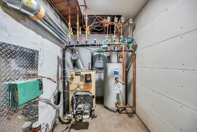 utility room with water heater