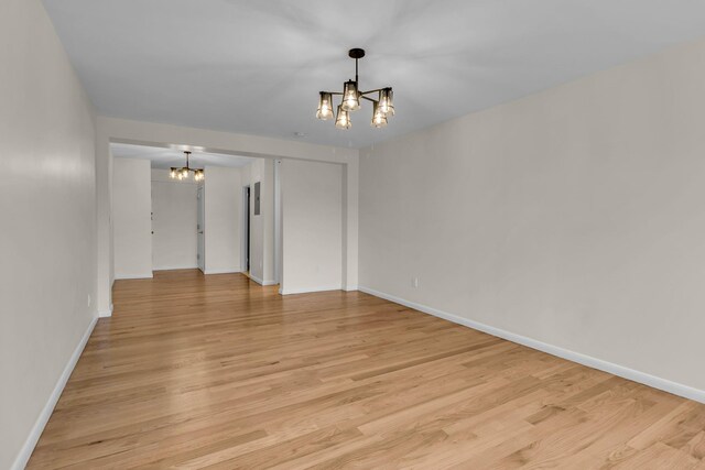 601 Kappock St Unit 3P, Bronx, NY 10463 - unfurnished room with light wood-type flooring and a chandelier