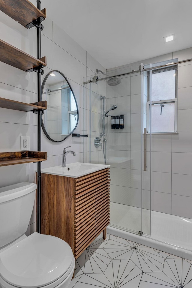 601 Kappock St Unit 3P, Bronx, NY 10463 - bathroom with vanity, a shower with shower door, and toilet