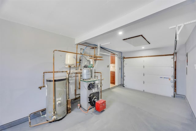 garage with water heater