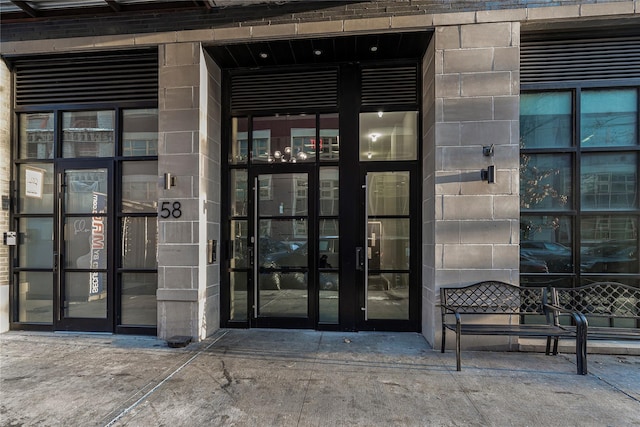 property entrance with french doors