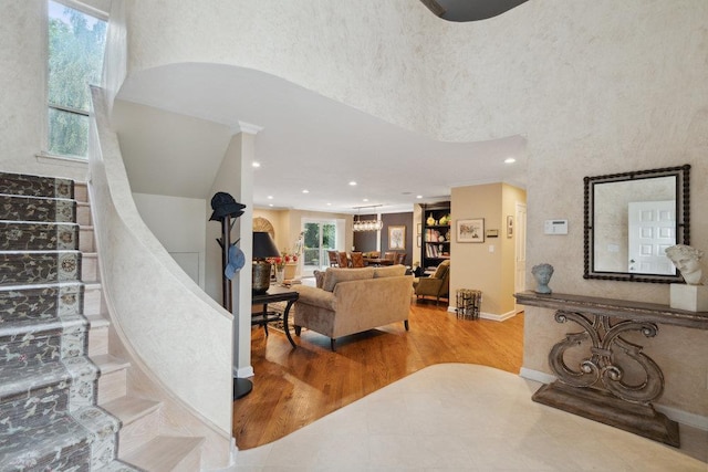 living room with hardwood / wood-style floors