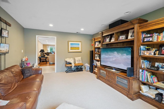 living room featuring carpet floors