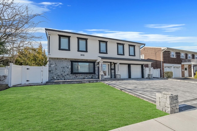 view of front of house featuring a garage and a front yard