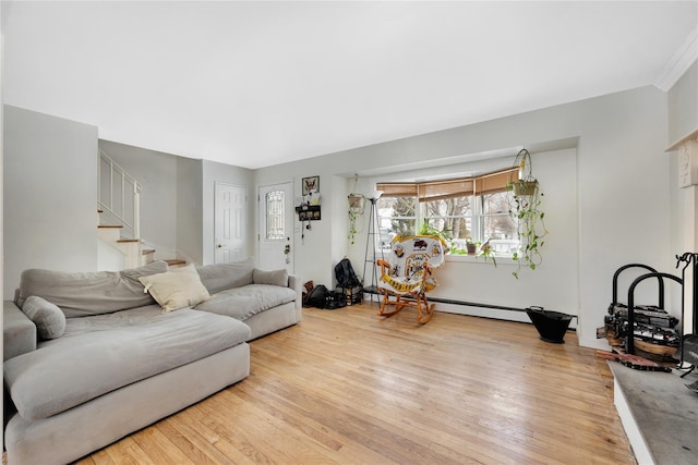 living room featuring light wood-type flooring