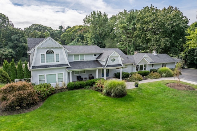 view of front of home with a front yard