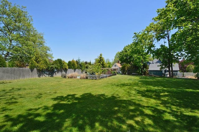 view of yard featuring a fenced backyard